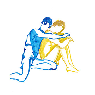 aquarelle modeles nus hommes tendresse calins