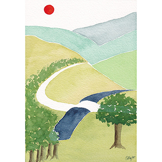 aquarelle paysage de campagne peinture naive inspiration Tribulations de Marie