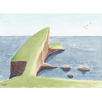 falaise bretonne aquarelle paysage de bretagne bord de mer horizon lointain atmosphere apaisante inspiration Tribulations de Marie