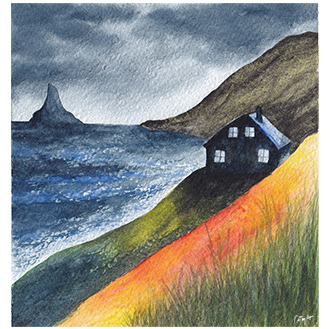 etude aquarelle paysage Islande bord de mer lave inspiration evgenia arts