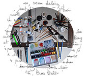 Photo texte et materiel peinture et dessin
